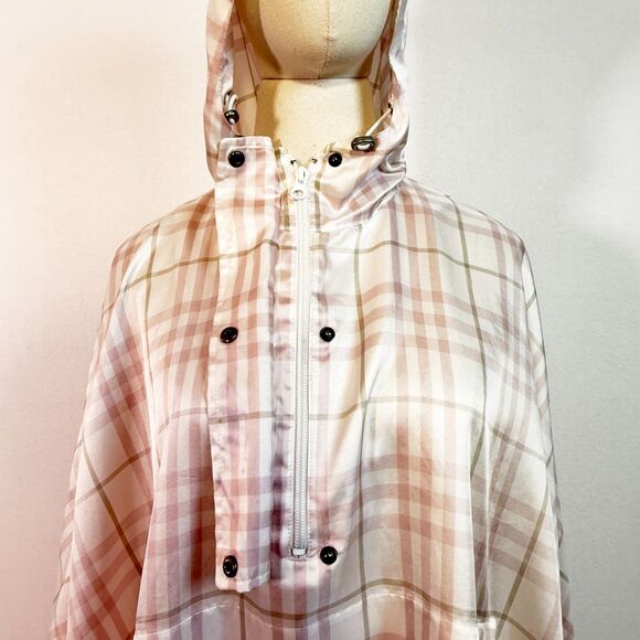 Burberry | Pink Tartan Rain Slicker Poncho folds into carry bag - Picture 5 of 16